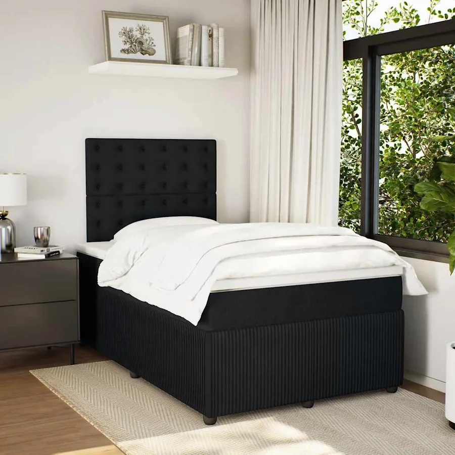 Sommier à lattes de lit avec matelas Noir 120x200 cm Velours - 3
