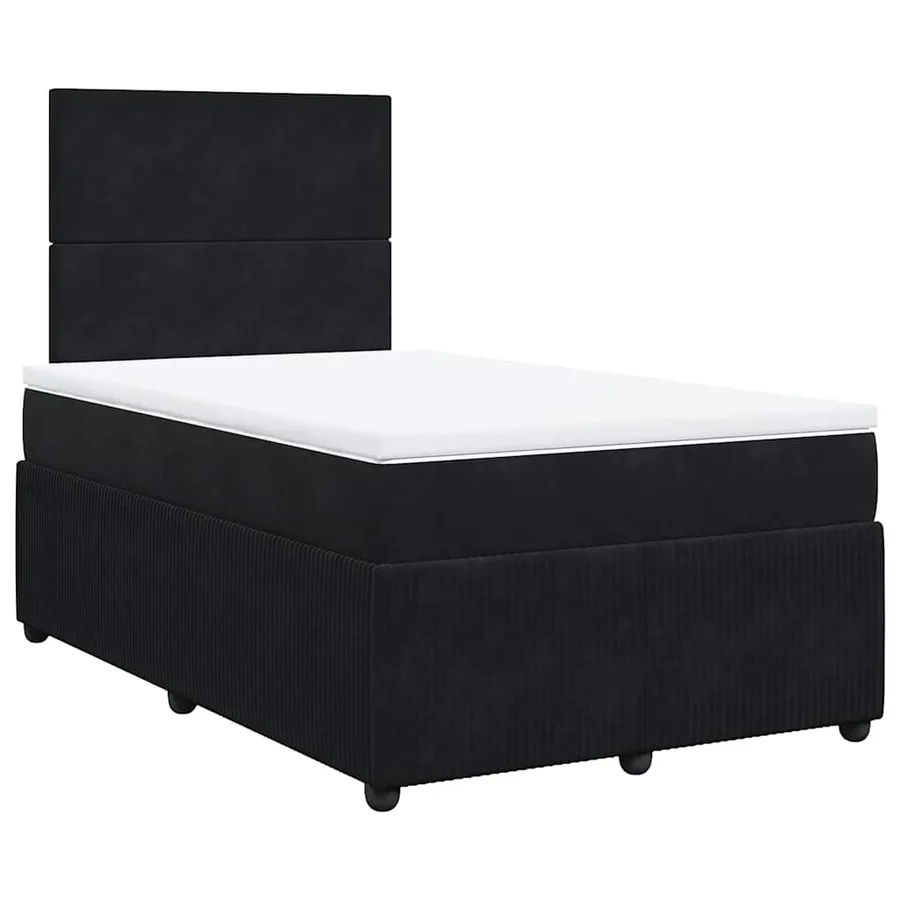 Sommier à lattes de lit avec matelas noir 120x190 cm velours - 2