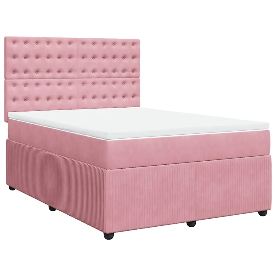 Sommier à lattes de lit avec matelas Rose 140x190 cm Velours - 2