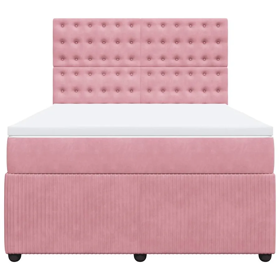 Sommier à lattes de lit avec matelas Rose 140x190 cm Velours - 4