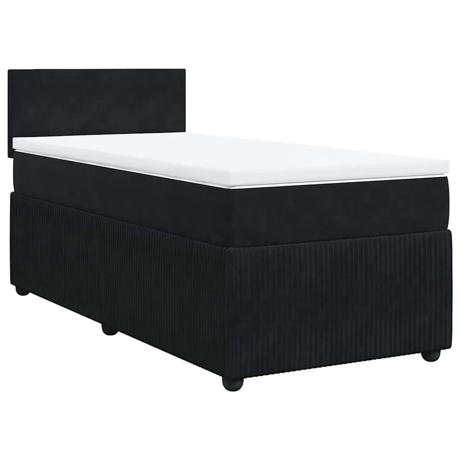 Sommier à lattes de lit avec matelas Noir 90x200 cm Velours - 2