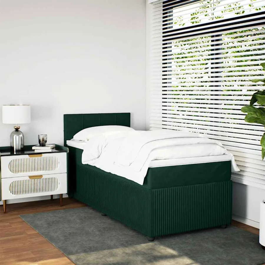 Sommier à lattes de lit avec matelas Vert foncé 90x190 cm - 3