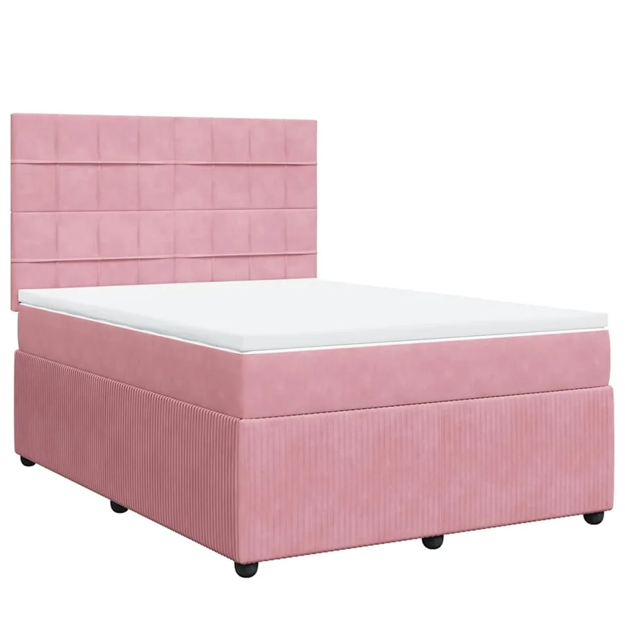Sommier à lattes de lit avec matelas Rose 140x190 cm Velours - 2
