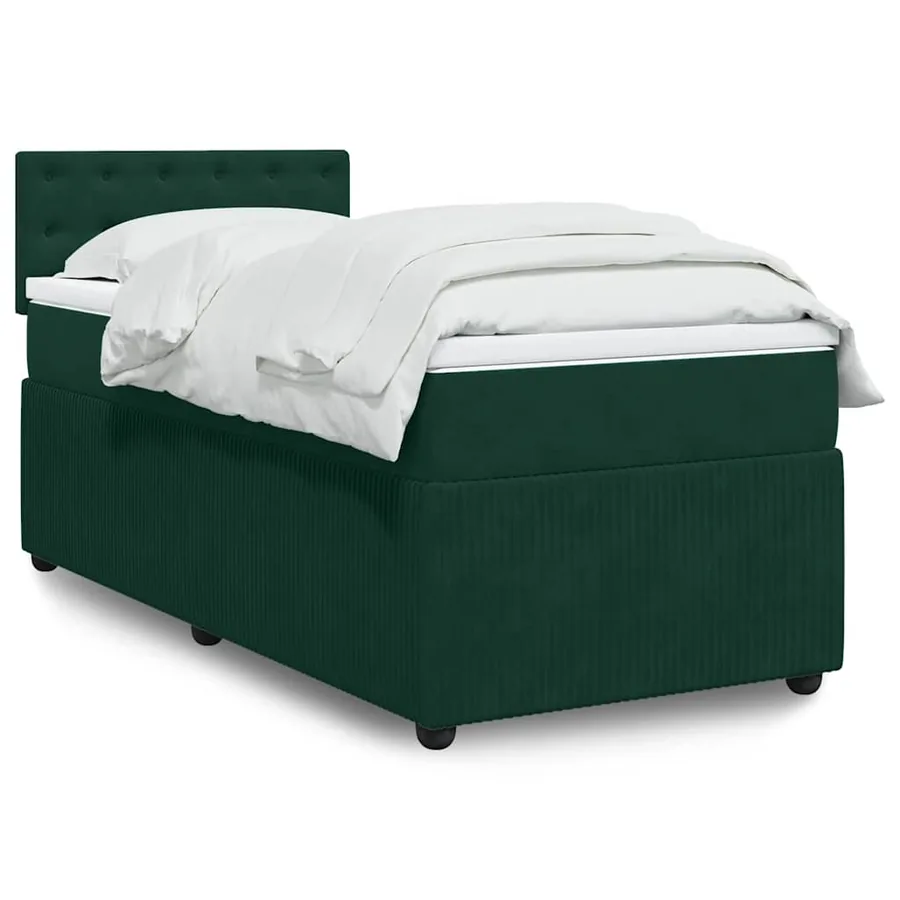 Sommier à lattes de lit avec matelas Vert foncé 90x190 cm