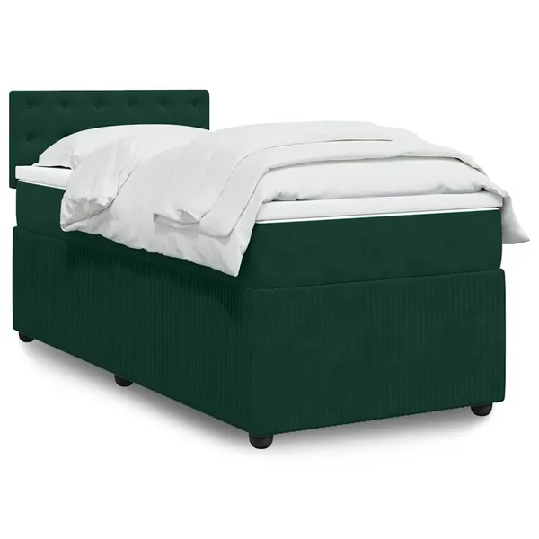 Sommier à lattes de lit avec matelas Vert foncé 90x190 cm
