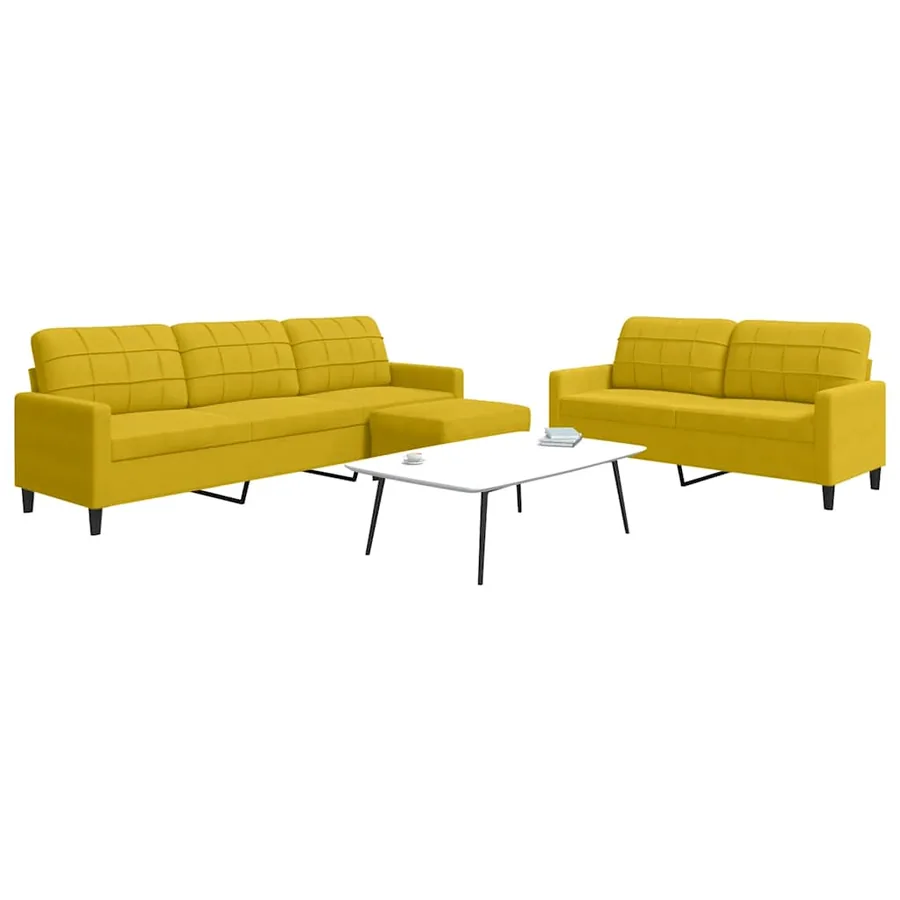 Ensemble de canapés 3 pcs avec coussins Jaune Velours