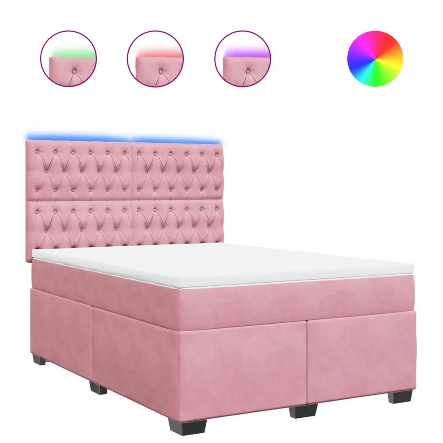 Sommier à lattes de lit avec matelas Rose 160x200 cm Velours - 2