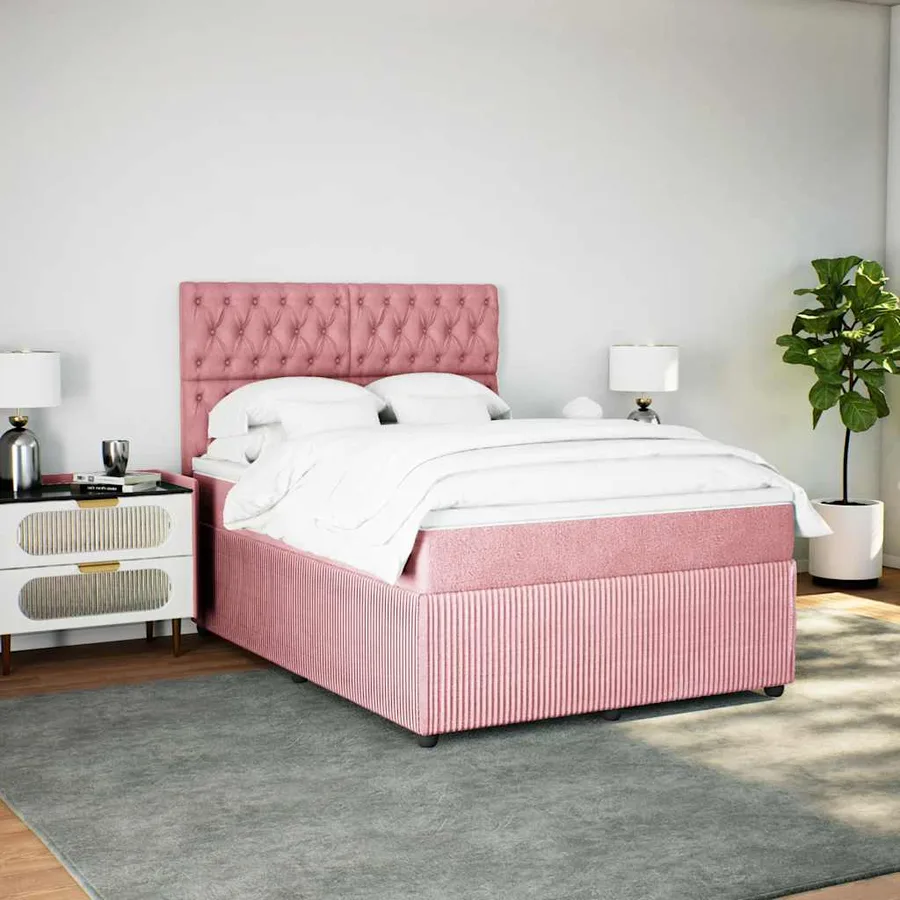 Sommier à lattes de lit avec matelas Rose 160x200 cm Velours - 3