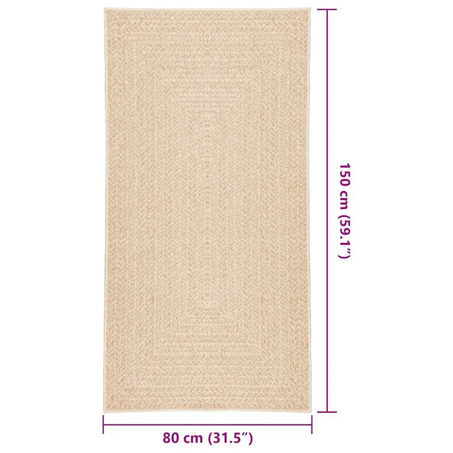 Tapis ZIZUR beige 80x150 cm aspect de jute intérieur extérieur - 8