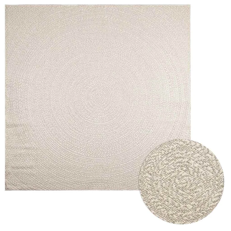 Tapis ZIZUR crème 240x240 cm aspect de jute intérieur extérieur