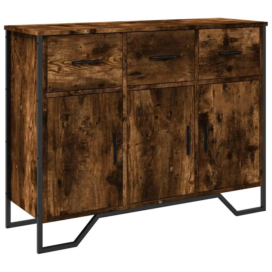 Buffet chêne fumé 97x32,5x74,5 cm bois d'ingénierie - 2
