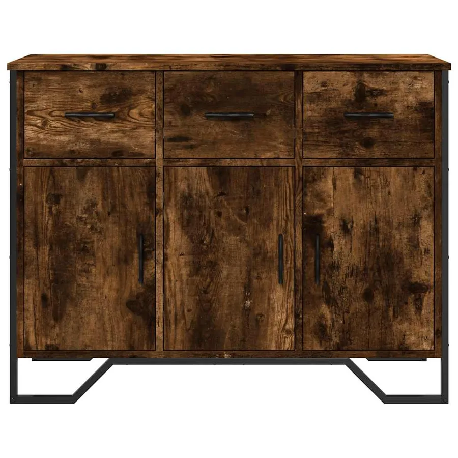 Buffet chêne fumé 97x32,5x74,5 cm bois d'ingénierie - 4