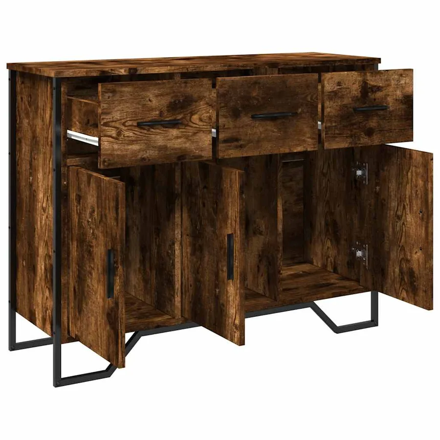 Buffet chêne fumé 97x32,5x74,5 cm bois d'ingénierie - 5
