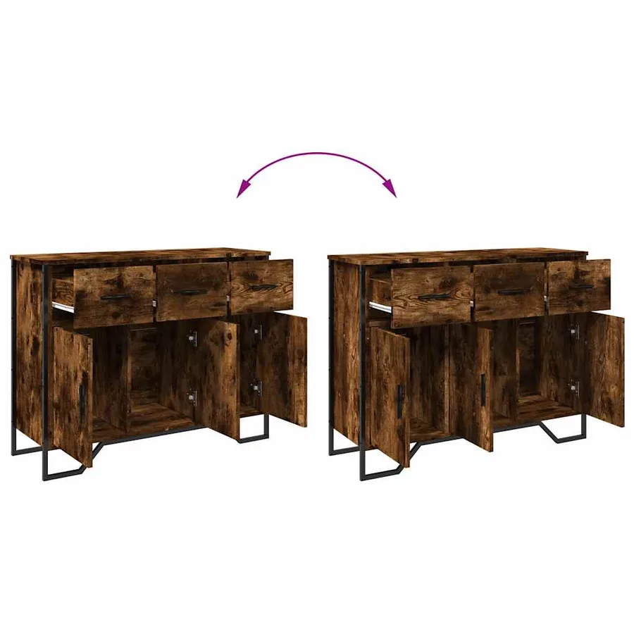 Buffet chêne fumé 97x32,5x74,5 cm bois d'ingénierie - 8
