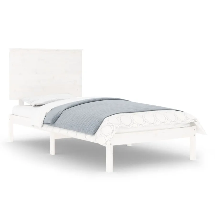 Cadre de lit sans matelas blanc 90x190 cm bois massif - 2