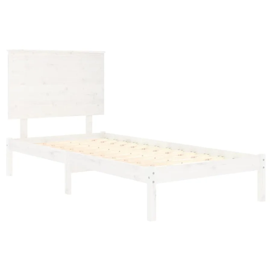 Cadre de lit sans matelas blanc 90x190 cm bois massif - 4