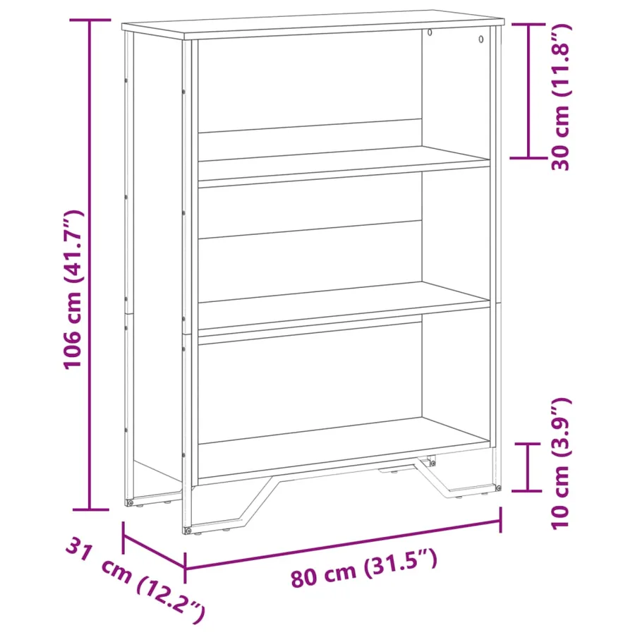 Bibliothèque sonoma gris 80x31x106 cm bois d'ingénierie - 9