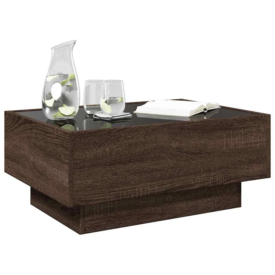 Table basse avec LED chêne marron 70x50x30 cm bois d'ingénierie - 5