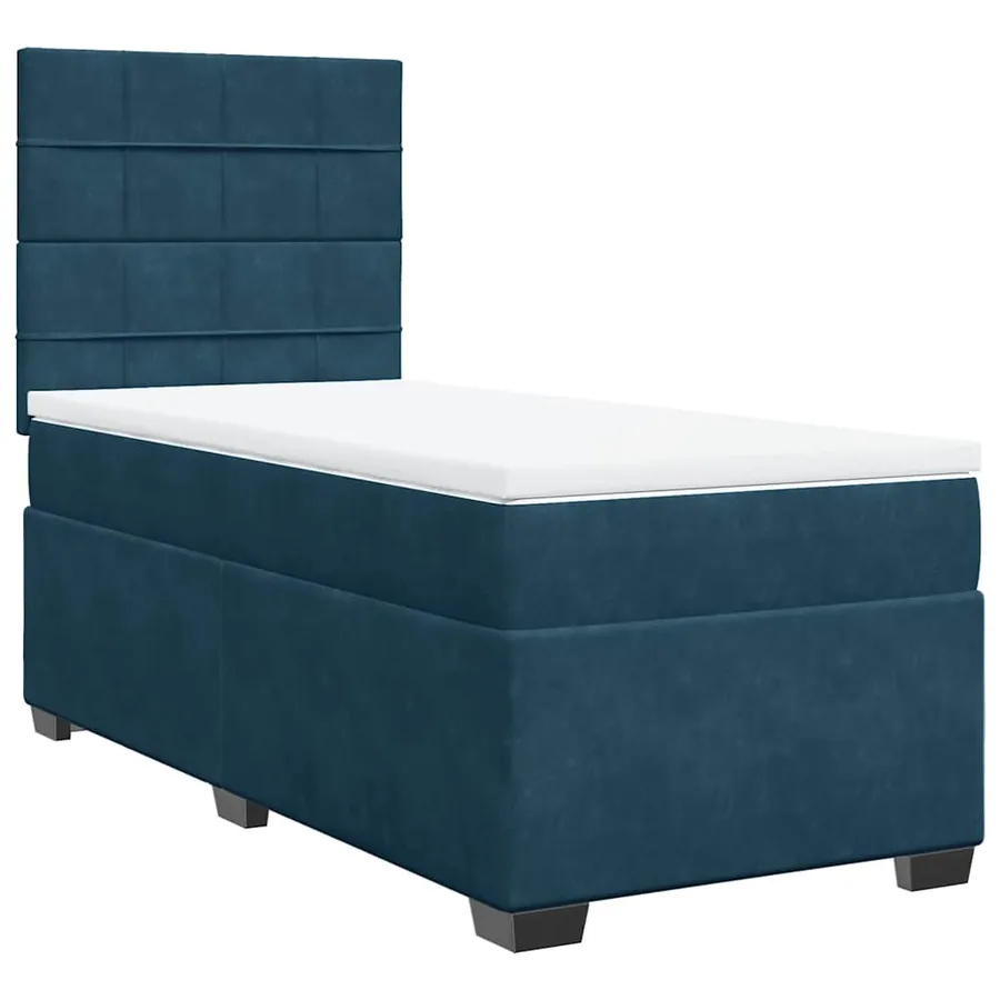 Sommier à lattes de lit avec matelas bleu 80x200 cm velours - 6