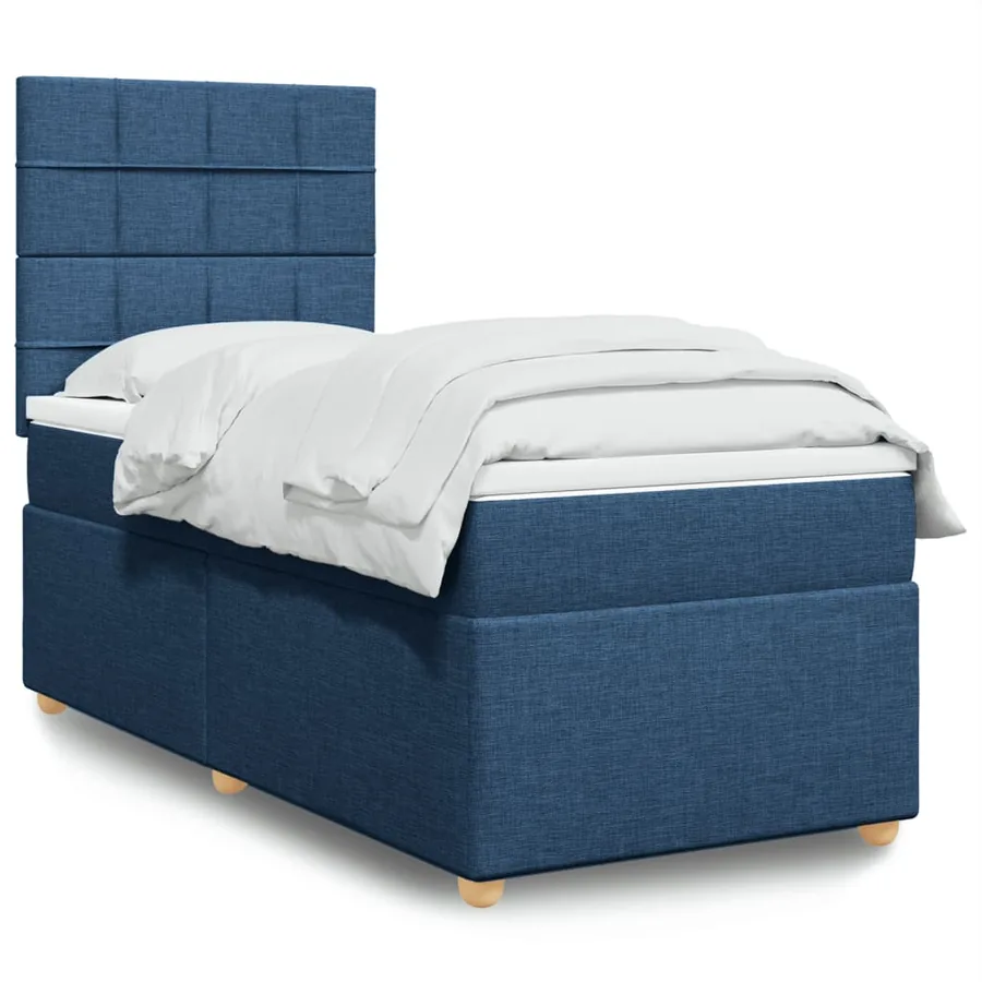 Sommier à lattes de lit avec matelas Bleu 80x200 cm Tissu