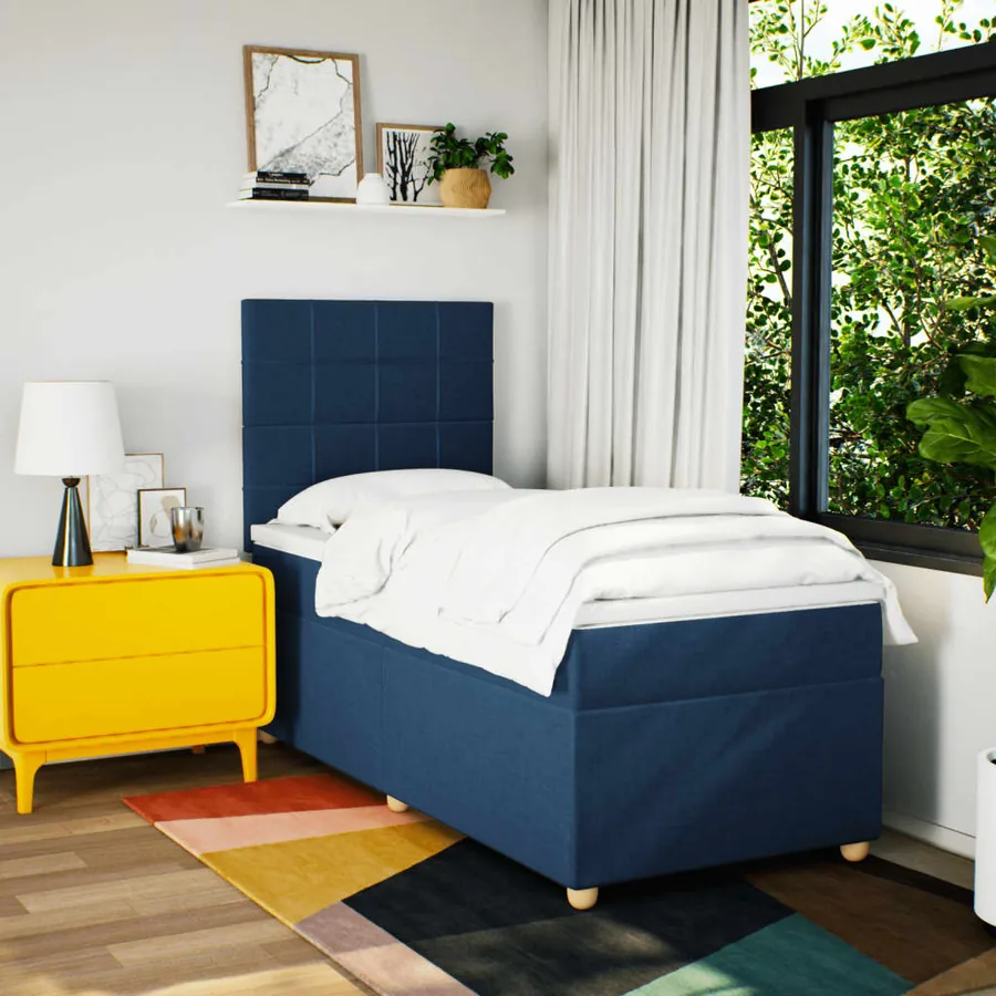 Sommier à lattes de lit avec matelas Bleu 80x200 cm Tissu - 3