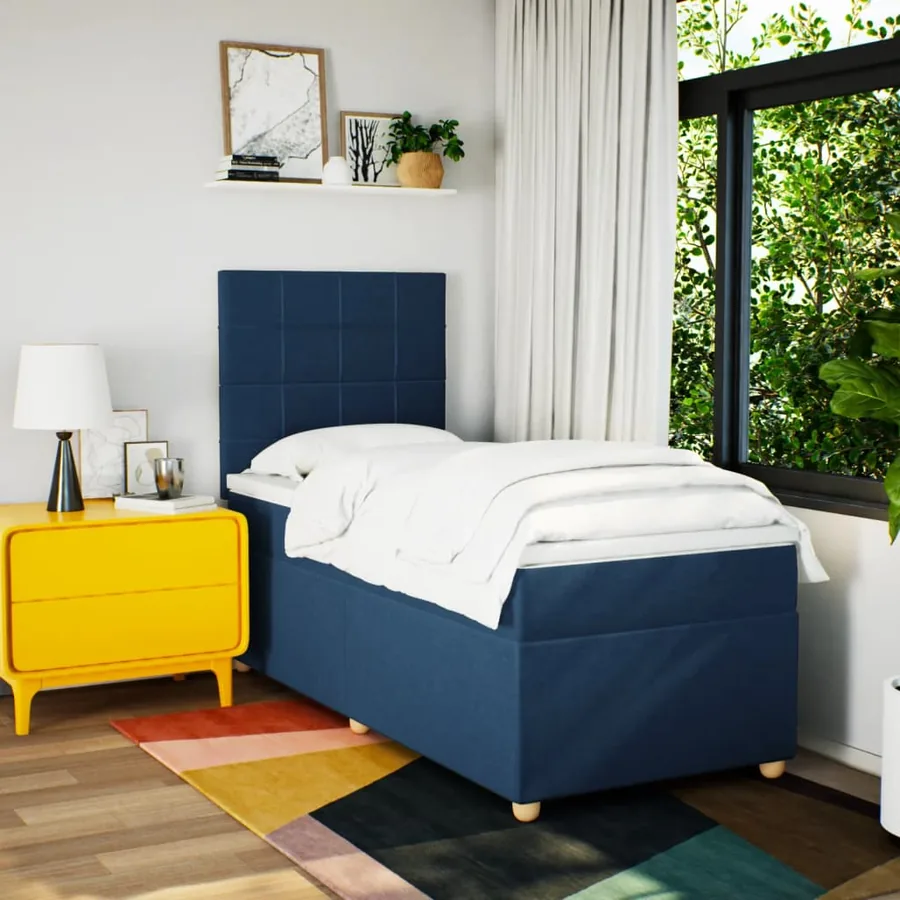 Sommier à lattes de lit avec matelas Bleu 80x200 cm Tissu - 5
