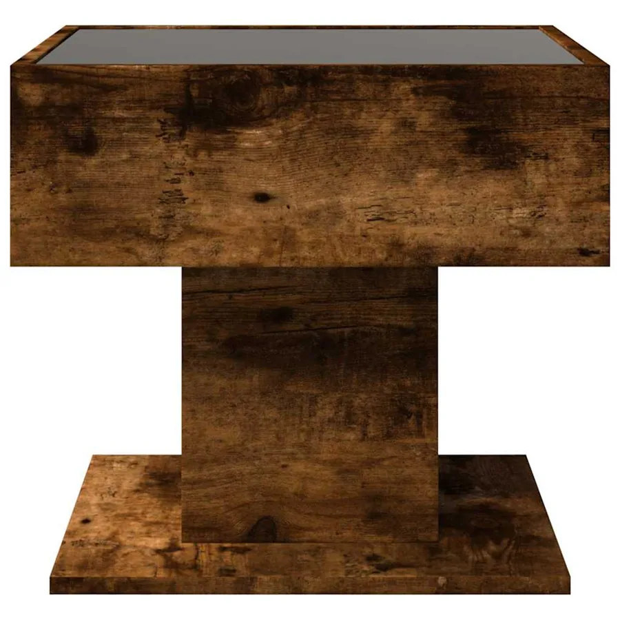 Table basse avec LED chêne fumé 50x50x45 cm bois d'ingénierie - 7