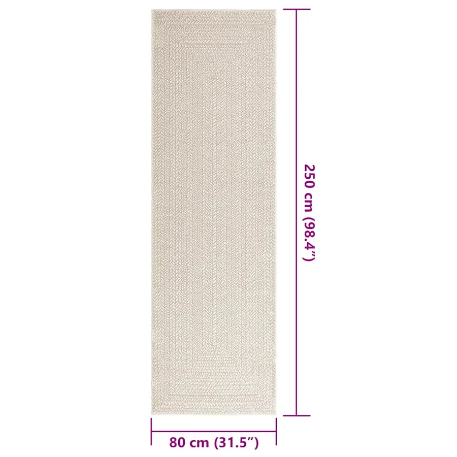 Tapis ZIZUR crème 80x250 cm aspect de jute intérieur extérieur - 9