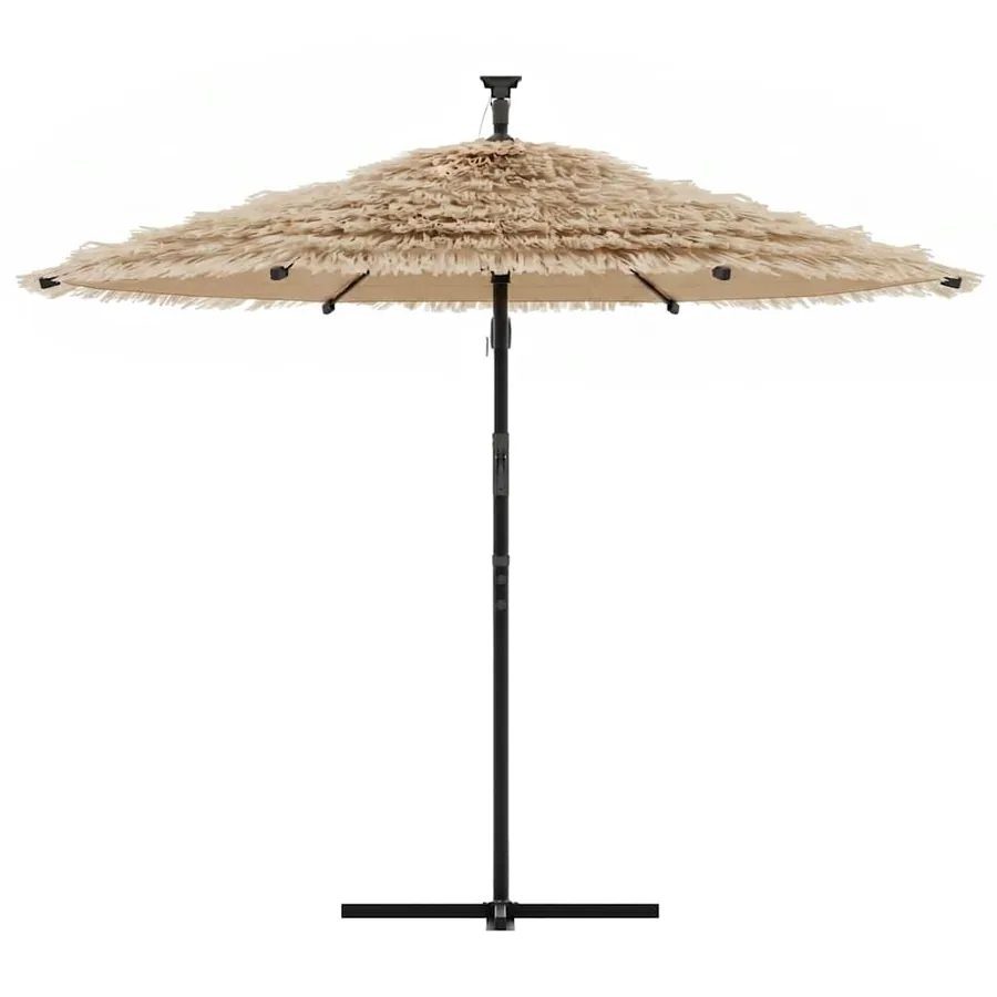 Parasol de jardin avec LED et mât en acier marron 269x269x235cm - 4