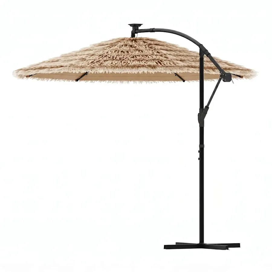 Parasol de jardin avec LED et mât en acier marron 269x269x235cm - 7