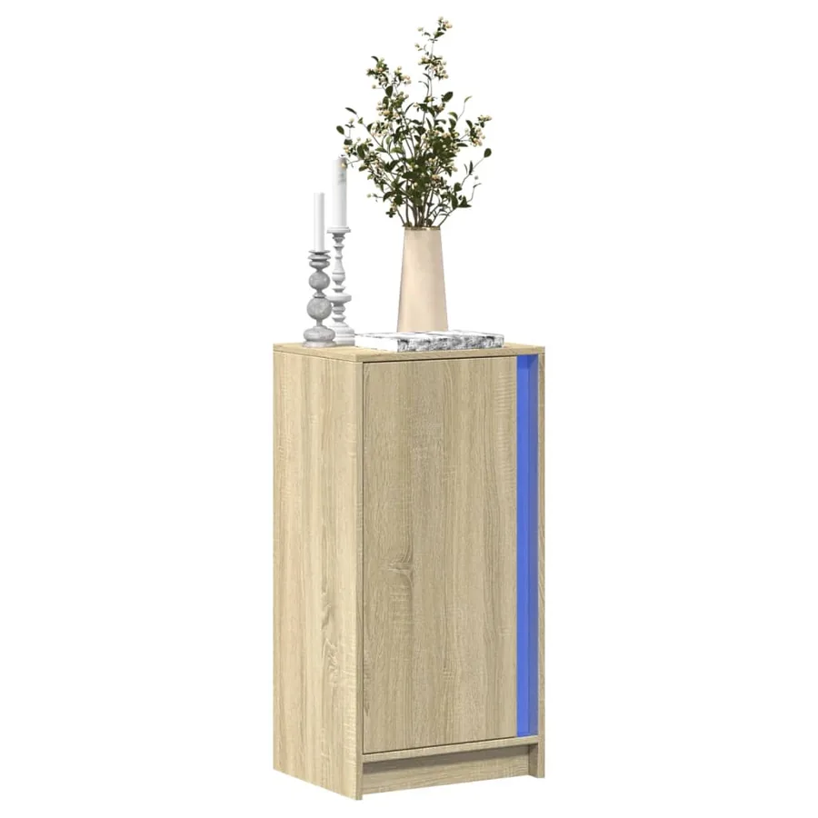 Buffet avec LED chêne sonoma 42,5x34x85 cm bois d'ingénierie