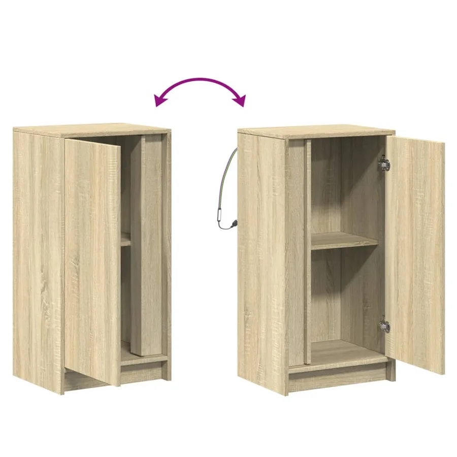 Buffet avec LED chêne sonoma 42,5x34x85 cm bois d'ingénierie - 10