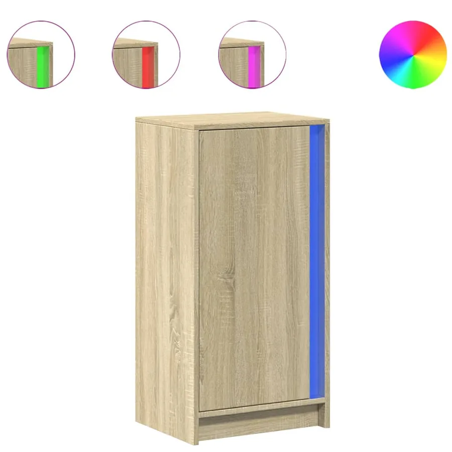 Buffet avec LED chêne sonoma 42,5x34x85 cm bois d'ingénierie - 2