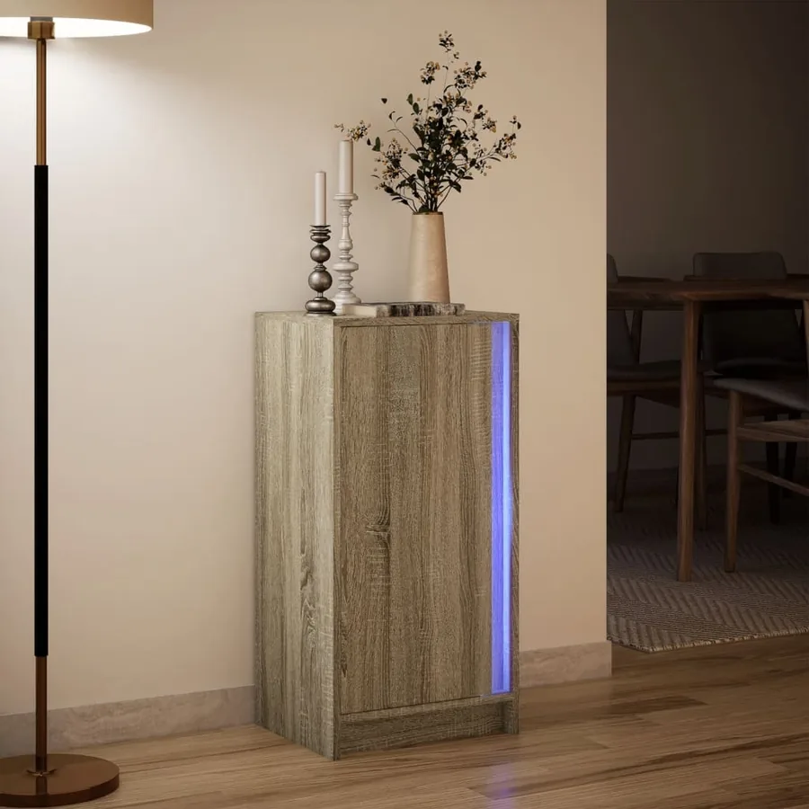 Buffet avec LED chêne sonoma 42,5x34x85 cm bois d'ingénierie - 5