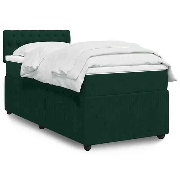 Sommier à lattes de lit avec matelas Vert foncé 90x190 cm