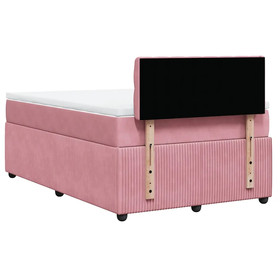 Sommier à lattes de lit avec matelas rose 120x190 cm velours - 10