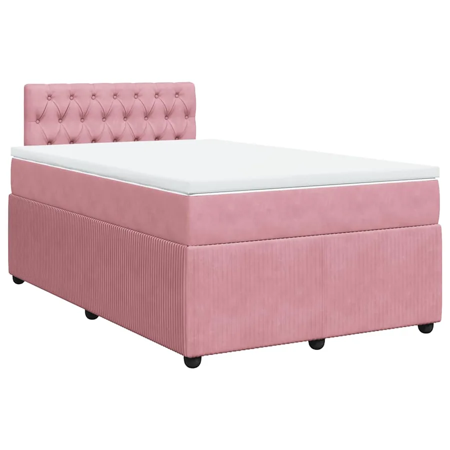 Sommier à lattes de lit avec matelas rose 120x190 cm velours - 2