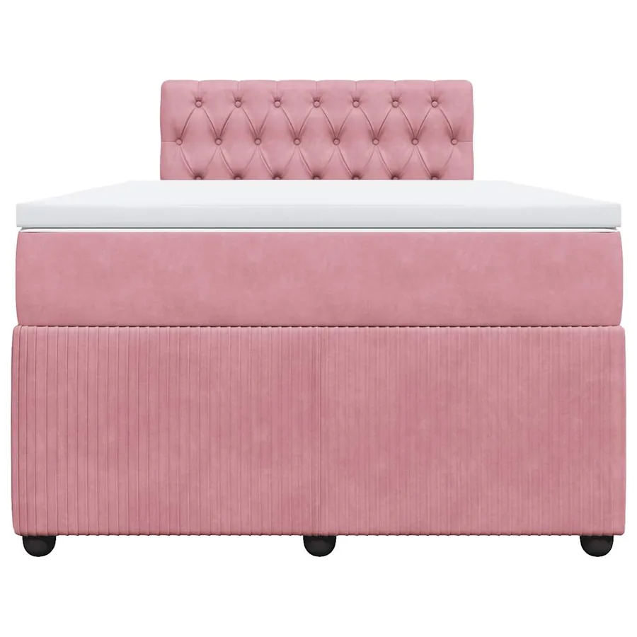 Sommier à lattes de lit avec matelas rose 120x190 cm velours - 4