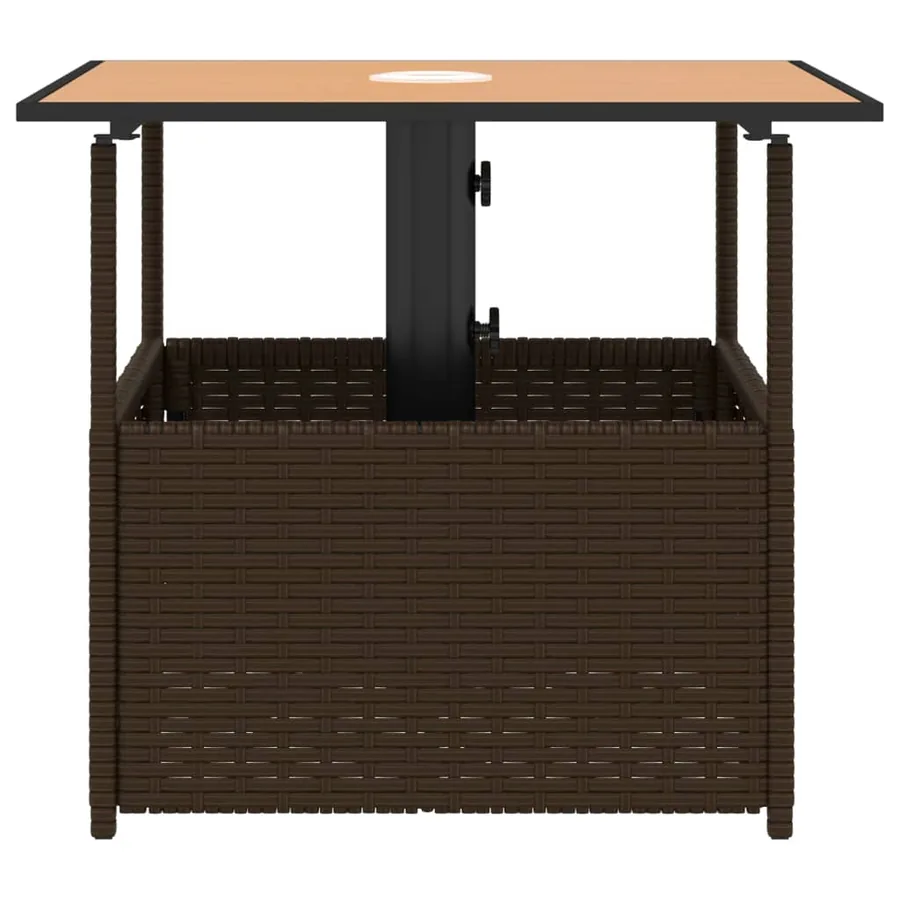 Table de jardin avec trou de parasol marron résine tressée - 5