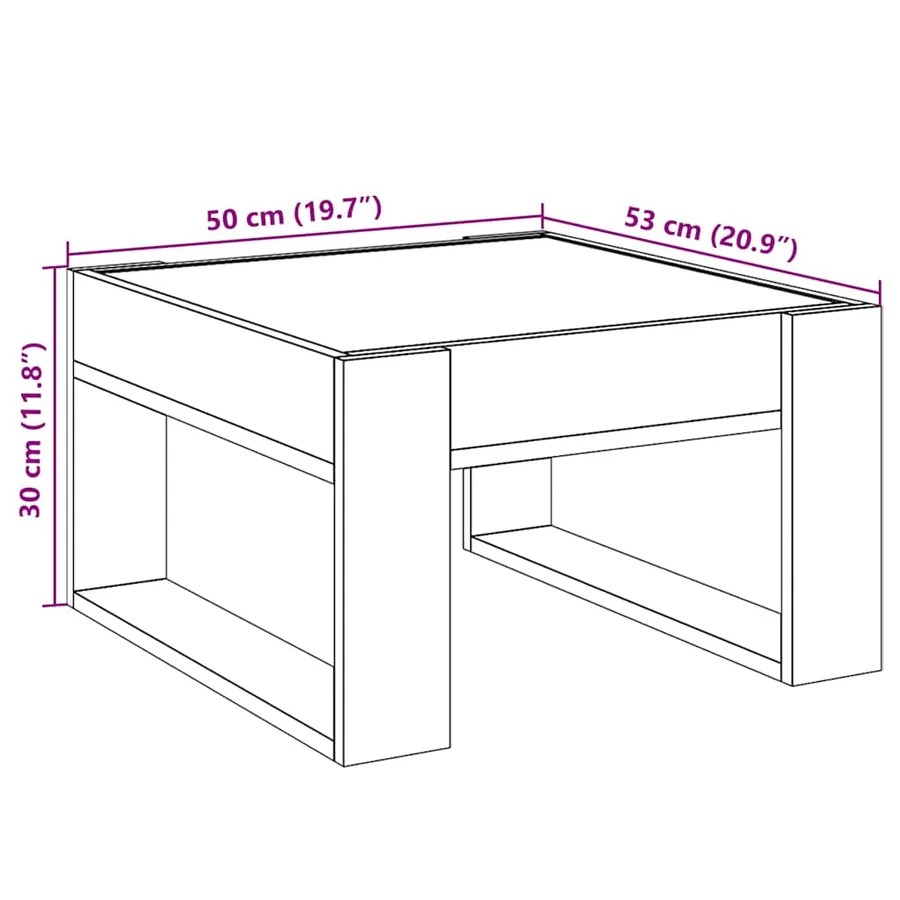 Table basse avec LED infini noir 50x53x30 cm - 13