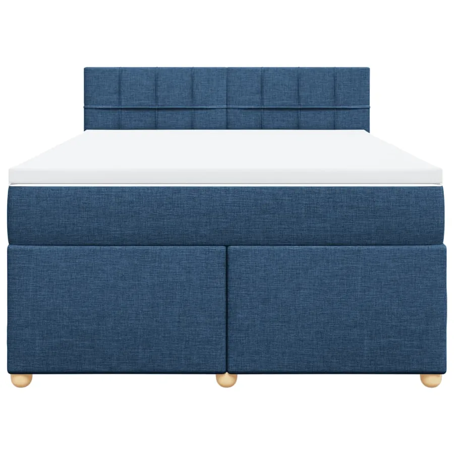 Sommier à lattes de lit avec matelas Bleu 140x200 cm Tissu - 4