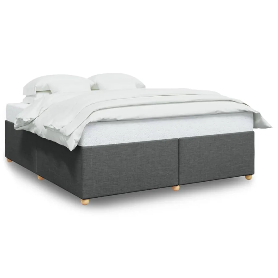 Cadre de lit sans matelas gris foncé 200x200 cm tissu - 2