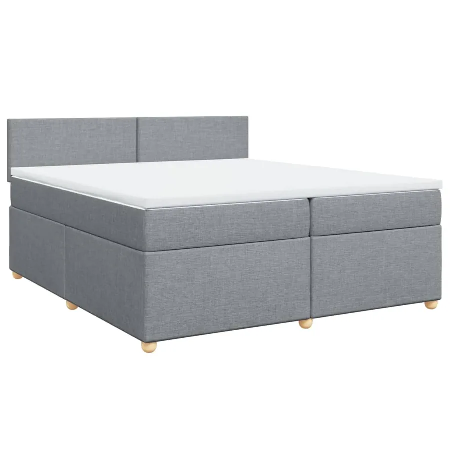 Sommier à lattes de lit avec matelas Gris clair 200x200cm Tissu - 2