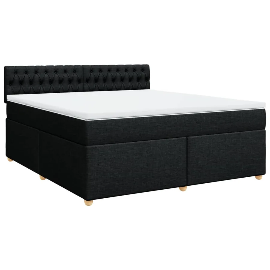 Sommier à lattes de lit avec matelas Noir 180x200 cm Tissu - 2
