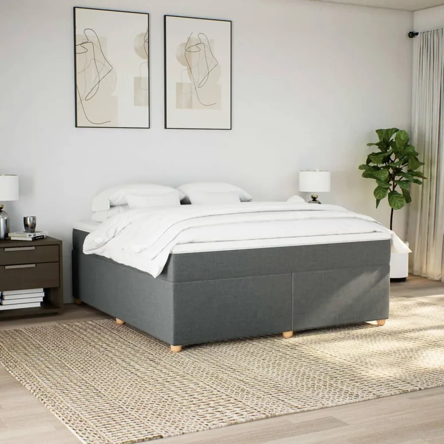Sommier à lattes de lit avec matelas Gris foncé 180x200cm Tissu - 3
