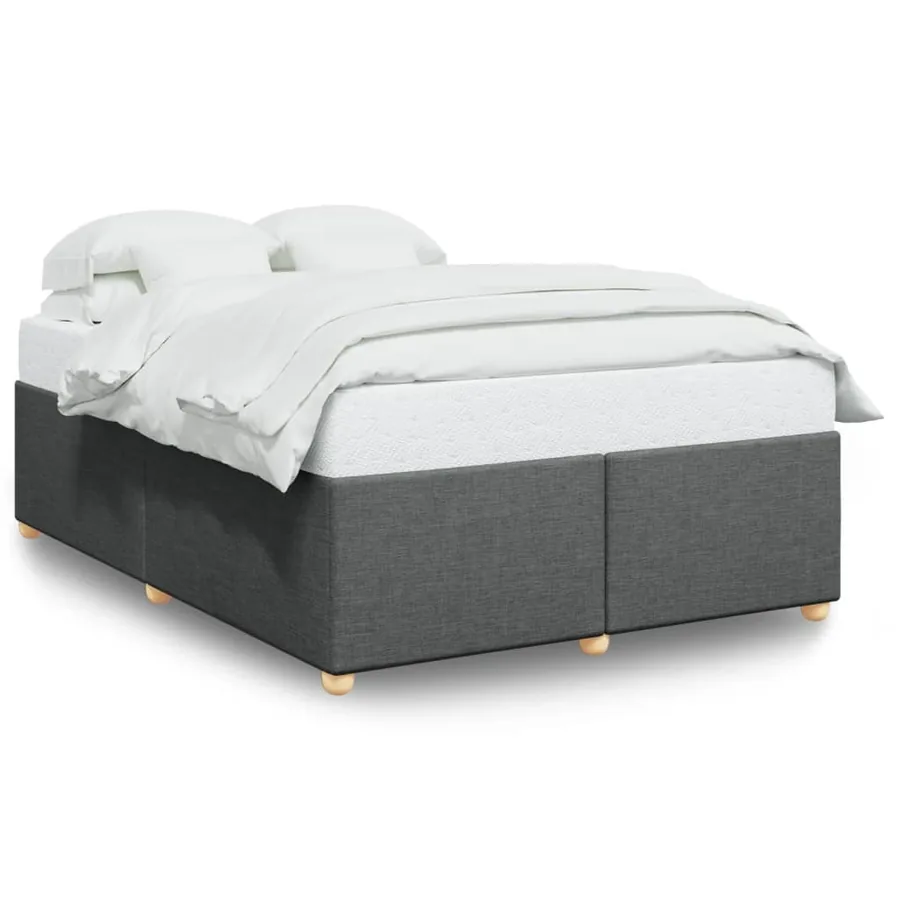 Cadre de lit sans matelas gris foncé 140x190 cm tissu - 2