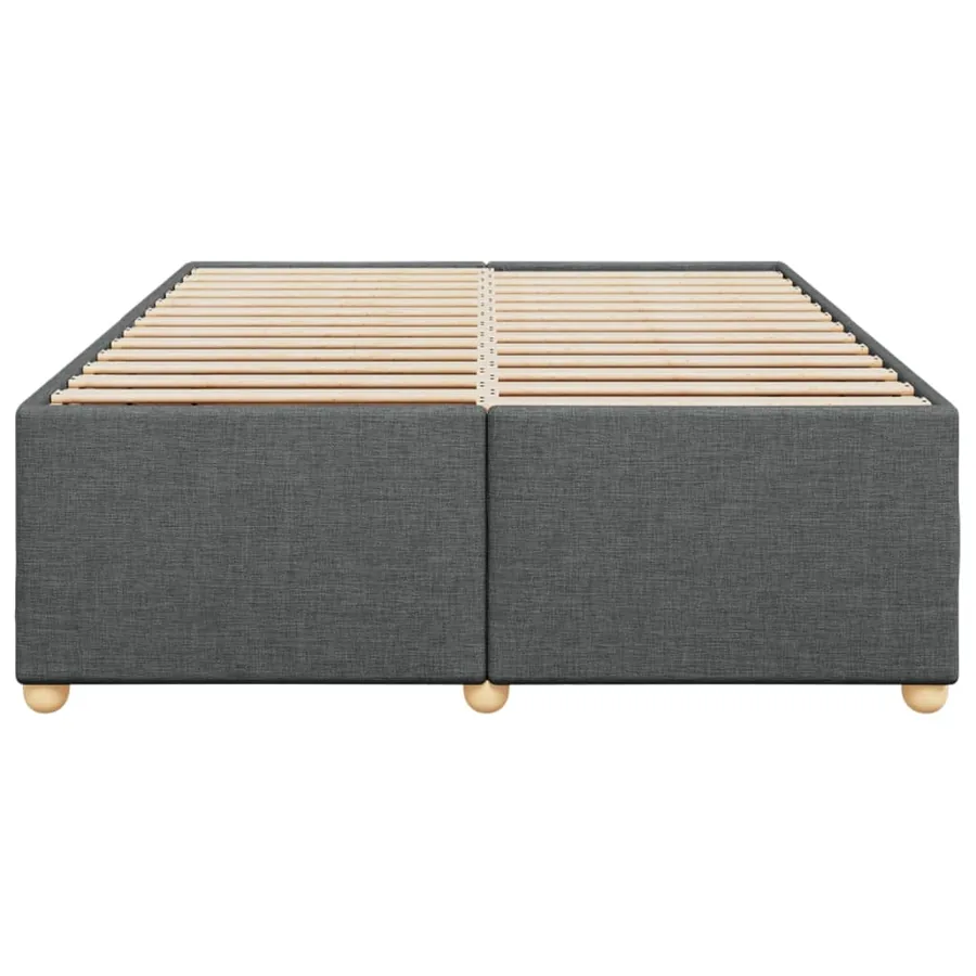 Cadre de lit sans matelas gris foncé 140x190 cm tissu - 4
