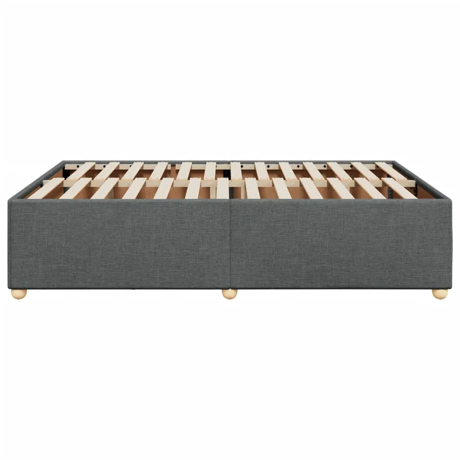 Cadre de lit sans matelas gris foncé 140x190 cm tissu - 5