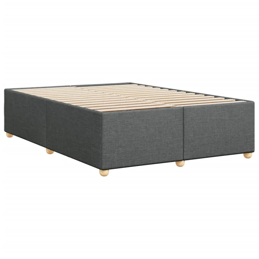 Cadre de lit sans matelas gris foncé 140x190 cm tissu - 6