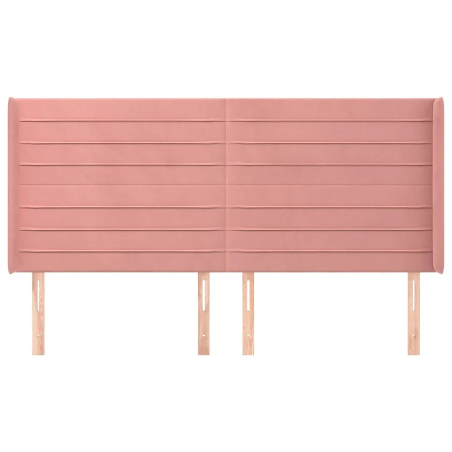 Tête de lit avec oreilles Rose 183x16x118/128 cm Velours - 3